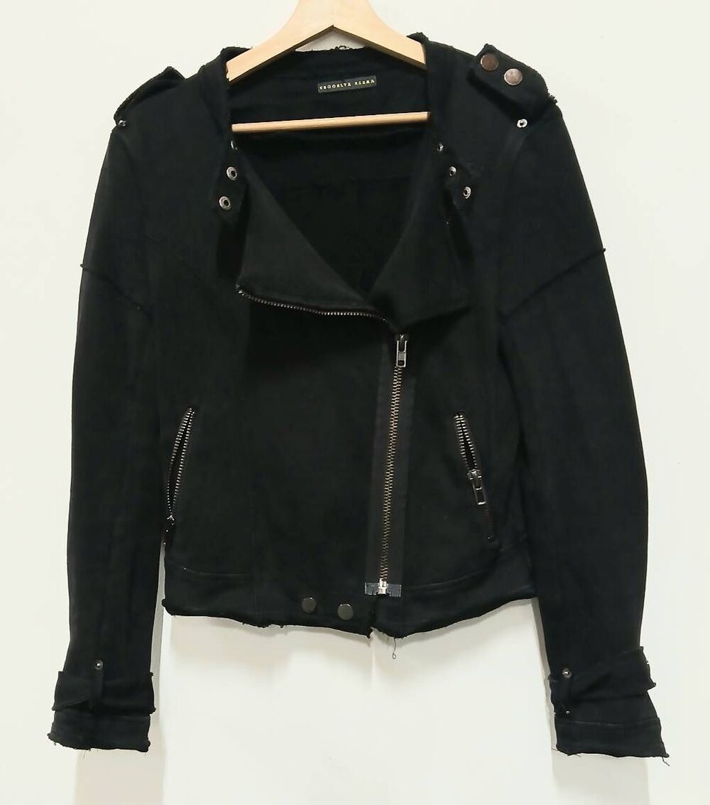 Brooklyn karma womens small black cropped black jersey cotton jacket